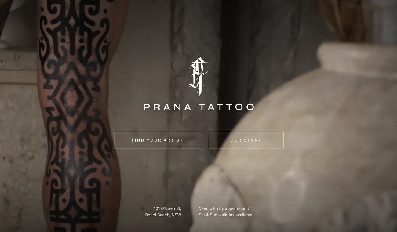 Prana Tattoo website — video walkthrough